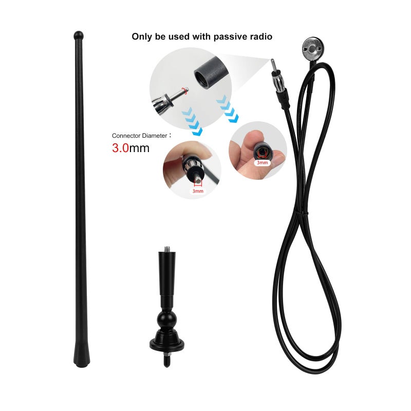 Herdio Waterproof Marine Radio Antenna 3.0mm Connector Rubber Duck Dipole Flexible Mast FM AM Antenna for Boat Car ATV UTV RZR SPA - Image 2